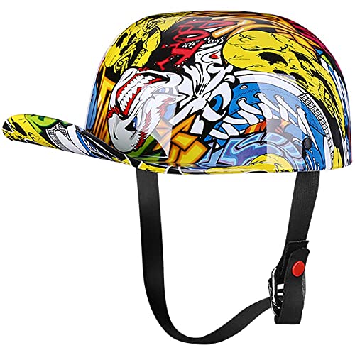 Yesmotor Baseball Motorcycle Helmet Half Cap for Bike Cruiser Chopper Moped Scooter Dot Approved Painting XL - Image 3