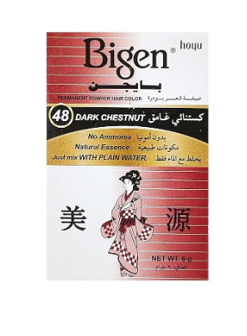 Bigen Powder Permanent Haircolor 48 Dark Chestnut 6grams