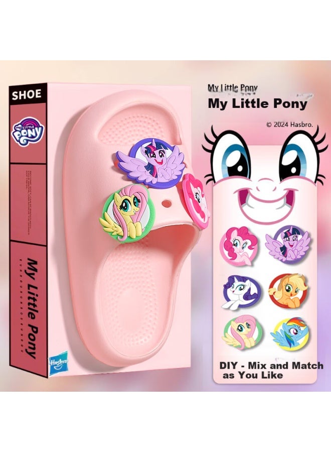 My Little Pony Children's Slippers, Girls' Summer Style, For Older Kids, Soft Sole, Non-slip, Horse Year Baby Sandals, Round Logo Pink, Size 180 - Image 1
