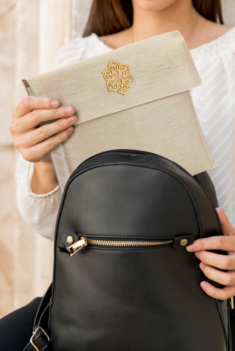 ihvan Online Muslim Prayer Rug and Beads with Portable Elegant Fabric Bag, Janamaz, Sajadah, Soft Islamic Prayers Rug, Islamic Gifts for Eid Ramadan, Travel Prayer Carpet Mat, Taffeta Fabric, Grey - Image 3