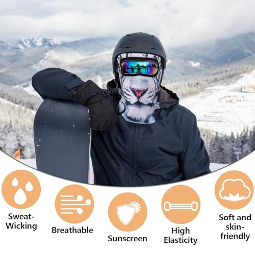 Charunee 3Pcs Cat Ski Mask,3D Cat Shiesty Face Balaclava with Ears,Funny Ski Mask,Windproof & Breathable for Skiing,Cycling,Music Festivals,Halloween Parties Yellow - Image 3