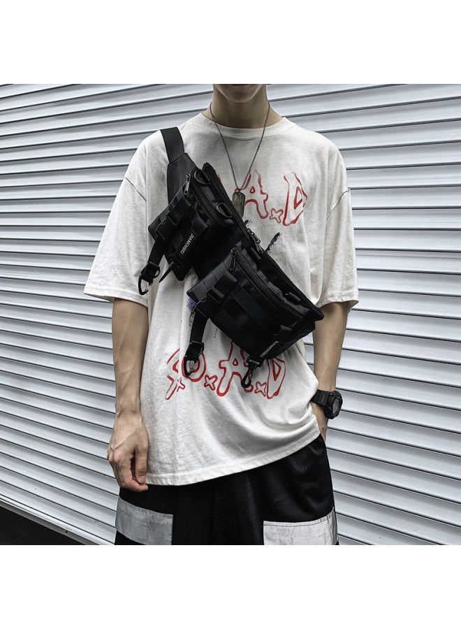 Dark Tactical Combination Waist Bag Men's Street Fashion Cool Functional Chest Bag Disassembly Messenger Bag Tooling Couple Fashion Bag-Color:Green  - Image 2