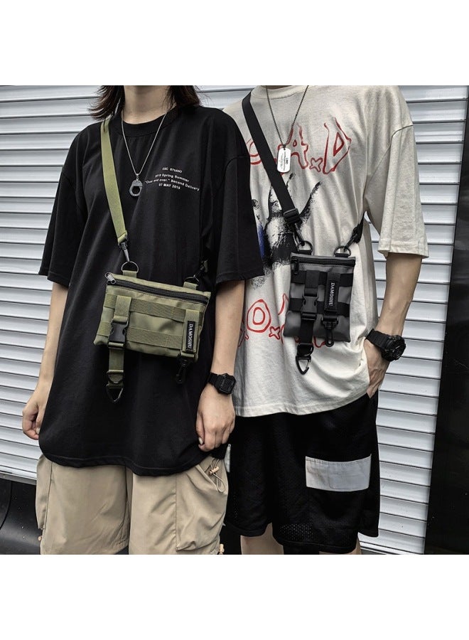 Dark Tactical Combination Waist Bag Men's Street Fashion Cool Functional Chest Bag Disassembly Messenger Bag Tooling Couple Fashion Bag-Color:Green  - Image 4