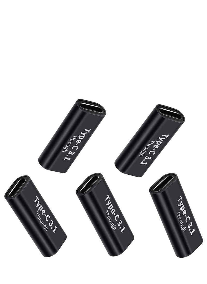 ماركة غير محددة - محول توصيل USB Type C من أنثى إلى أنثى (5 قطع) نقل بيانات سريع 10 جيجابت في الثانية وشحن سريع 5 أمبير موصل تمديد من النوع C متوافق مع سلك تمديد USB 3.1 Gen2 أنثى - Image 1