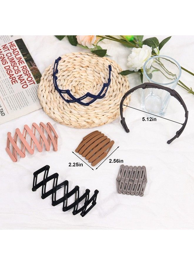 KesaPlan 6Pcs Retractable Pocket Hair Band Spring Wavy Foldable Headband No Slip Compact Portable Adjustable Hair Hoop For Women Girl Washing Makeup Travel Outdoor Fashion Vintage Plastic Hair Accessories - Image 3