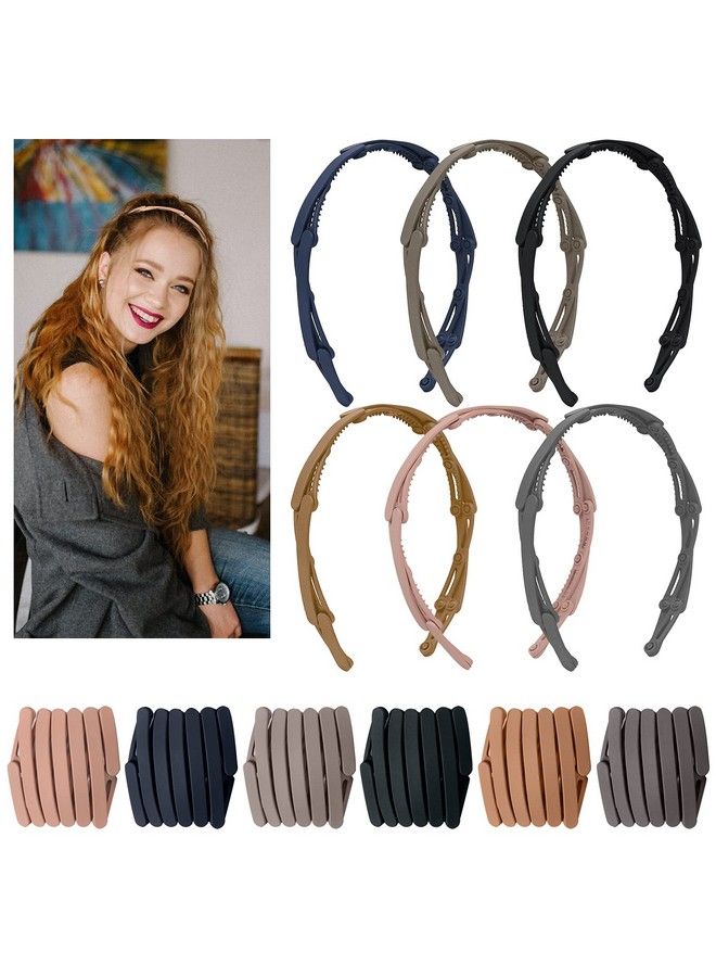 KesaPlan 6Pcs Retractable Pocket Hair Band Spring Wavy Foldable Headband No Slip Compact Portable Adjustable Hair Hoop For Women Girl Washing Makeup Travel Outdoor Fashion Vintage Plastic Hair Accessories - Image 2