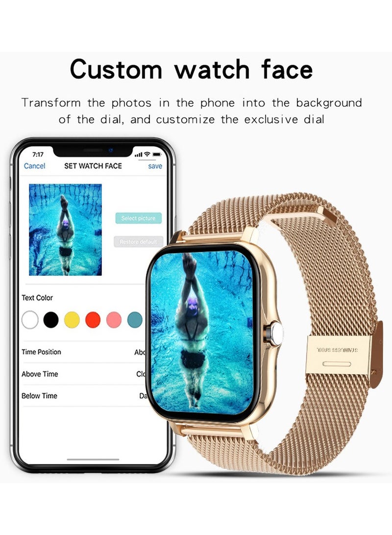 Smart Watch for Women Men (Answer/Make Call), Fitness Tracker for Android Ios Phones Waterproof Smartwatch 1.7 HD Full Touch Screen Activity Trackers Heart Rate Sleep Monitor Pedometer, Gold - Image 5