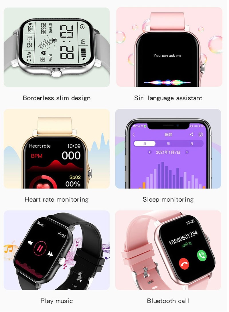 Smart Watch for Women Men (Answer/Make Call), Fitness Tracker for Android Ios Phones Waterproof Smartwatch 1.7 HD Full Touch Screen Activity Trackers Heart Rate Sleep Monitor Pedometer, Gold - Image 2