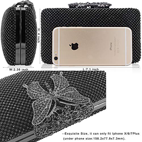 DEXMAY DM Dexmay Rhinestone Crystal Clutch Purse Butterfly Clasp Women Evening Bag for Formal Party Pewter - Image 4