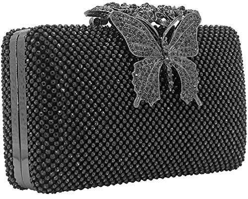 DEXMAY DM Dexmay Rhinestone Crystal Clutch Purse Butterfly Clasp Women Evening Bag for Formal Party Pewter - Image 2