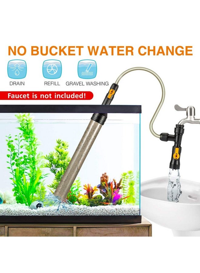 hygger Bucket-Free Aquarium Water Change Kit Fish Tank Auto Siphon Pump Gravel Cleaner Vacuum Tube with Long Hose Water Changer Maintenance Tool 25-FEET Plastic Fitting - Image 2