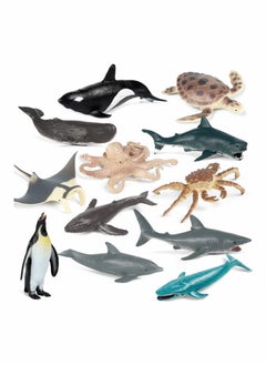 Y&D Mini Safari Animals Statue Realistic Plastic Sea Animal Toy, Kid'S Party Supplies Cake Topper(12pcs)  - Image 1