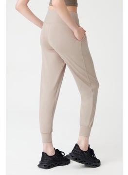 Los Ojos Womens Beige High Waist Jogger Sweatpants Joggers  - Image 3