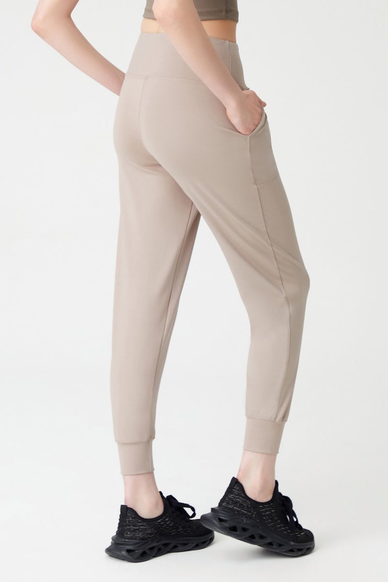 Los Ojos Womens Beige High Waist Jogger Sweatpants Joggers  - Image 3