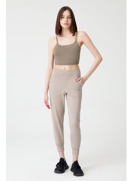 Los Ojos Womens Beige High Waist Jogger Sweatpants Joggers  - Image 4