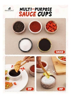 RADICALn Marble Sauce Cups 3.5'' Inches White and Marinara Handmade Sauce Cups Dipping Bowls Ideal Soy Sauce Dish & Dipping Sauce Cup Ramekins Small Bowls  - Image 5