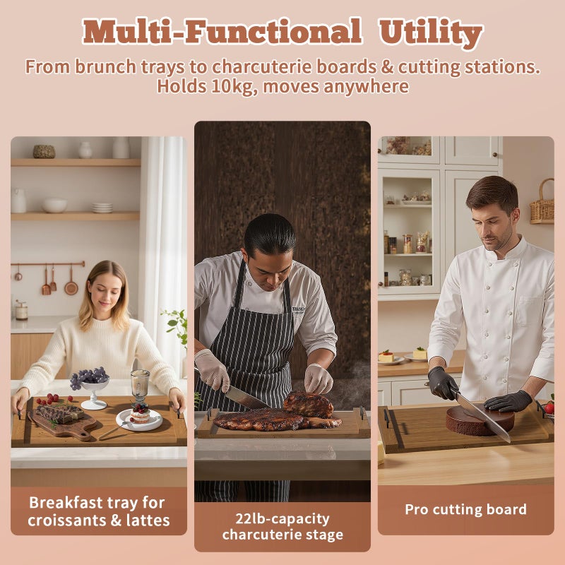 TIRYIUOU Gas Stove Top Cover: Wooden 30 * 22 inches Noodle Board Stovetop Covers with Handles, Wood Cutting Board for Kitchen Gas Stove and Electric Stove - Image 4
