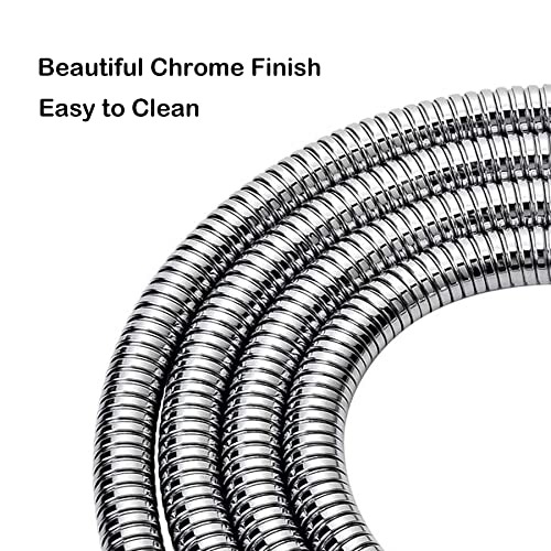 Oysdmn Extra Long Stainless Steel Shower Hose - Metal Kink-Free Handheld Shower Hose Extension with Brass Insert and Nut (79", Chrome) - Image 4