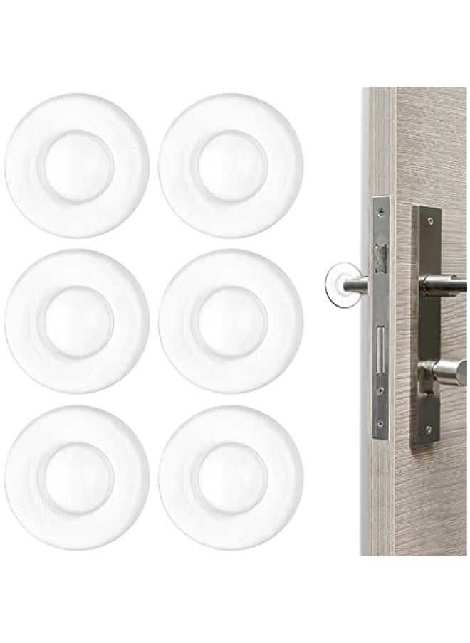 Generic 6Pcs Clear Door Stopper Wall Protector -Rubber Door Stopper Handle Bumper - Adhesive Reusable Bumper Protector, Wall Shield & Silencer for Door Handle, Soft Rubber Round Door Stop  - Image 1