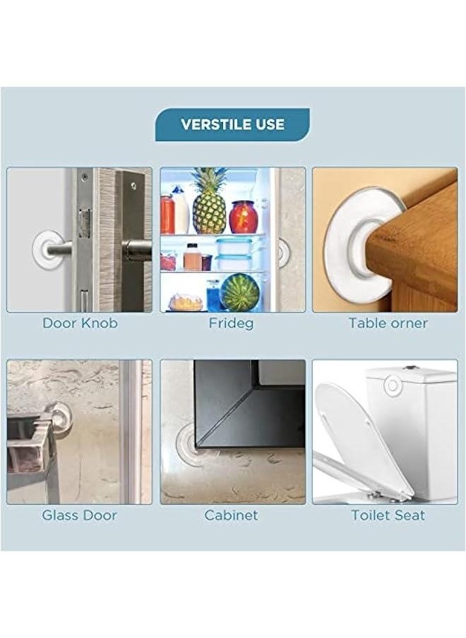 Generic 6Pcs Clear Door Stopper Wall Protector -Rubber Door Stopper Handle Bumper - Adhesive Reusable Bumper Protector, Wall Shield & Silencer for Door Handle, Soft Rubber Round Door Stop  - Image 5