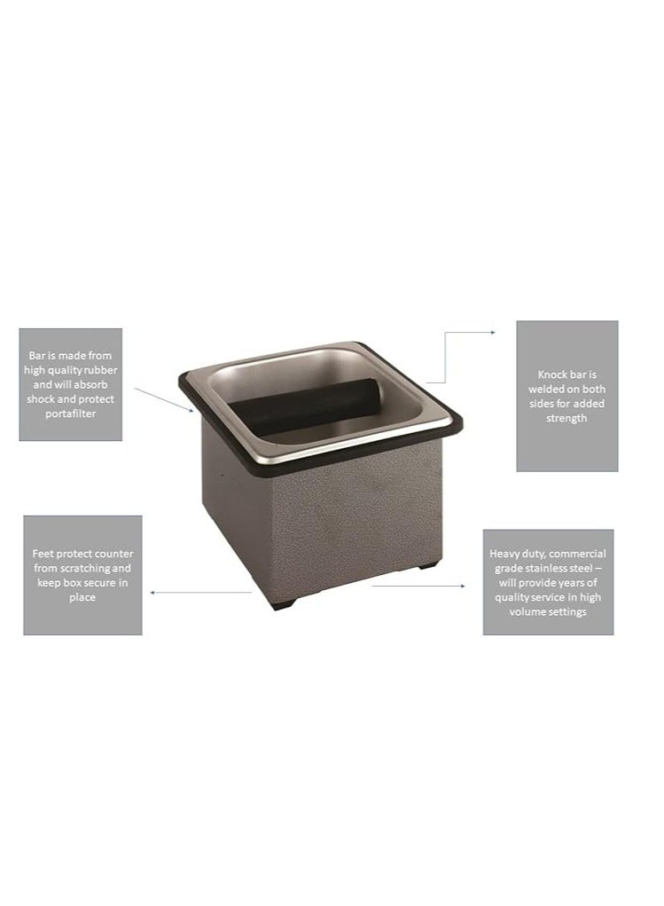 Rattleware Stainless Steel Knock Box (7.5" x 7" x 4") – Heavy-Duty Espresso Knock Box for Baristas – Knock Box Bar & Replacement Knock Box for Espresso Machine with Durable Protection - Image 4