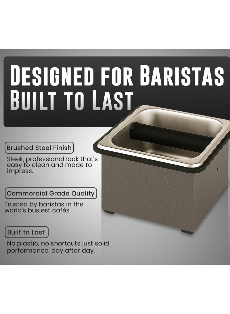 Rattleware Stainless Steel Knock Box (7.5" x 7" x 4") – Heavy-Duty Espresso Knock Box for Baristas – Knock Box Bar & Replacement Knock Box for Espresso Machine with Durable Protection - Image 4