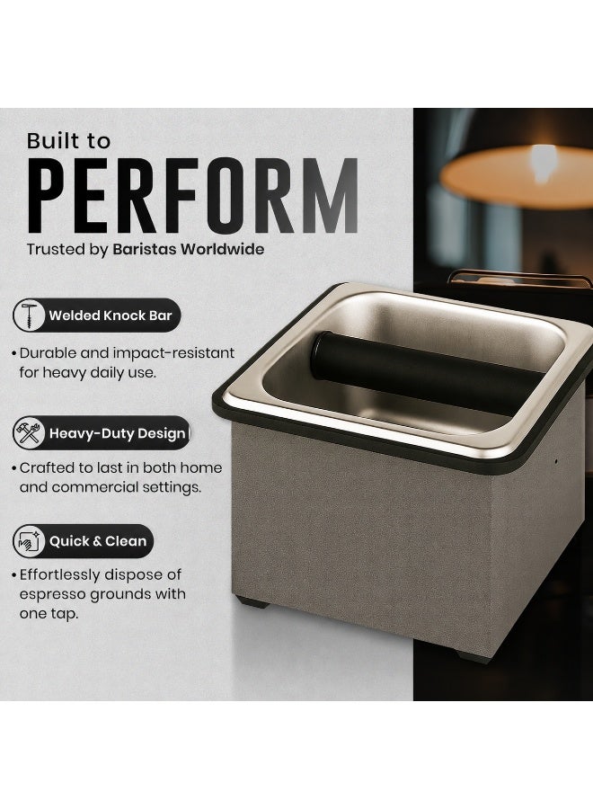Rattleware Stainless Steel Knock Box (7.5" x 7" x 4") – Heavy-Duty Espresso Knock Box for Baristas – Knock Box Bar & Replacement Knock Box for Espresso Machine with Durable Protection - Image 2