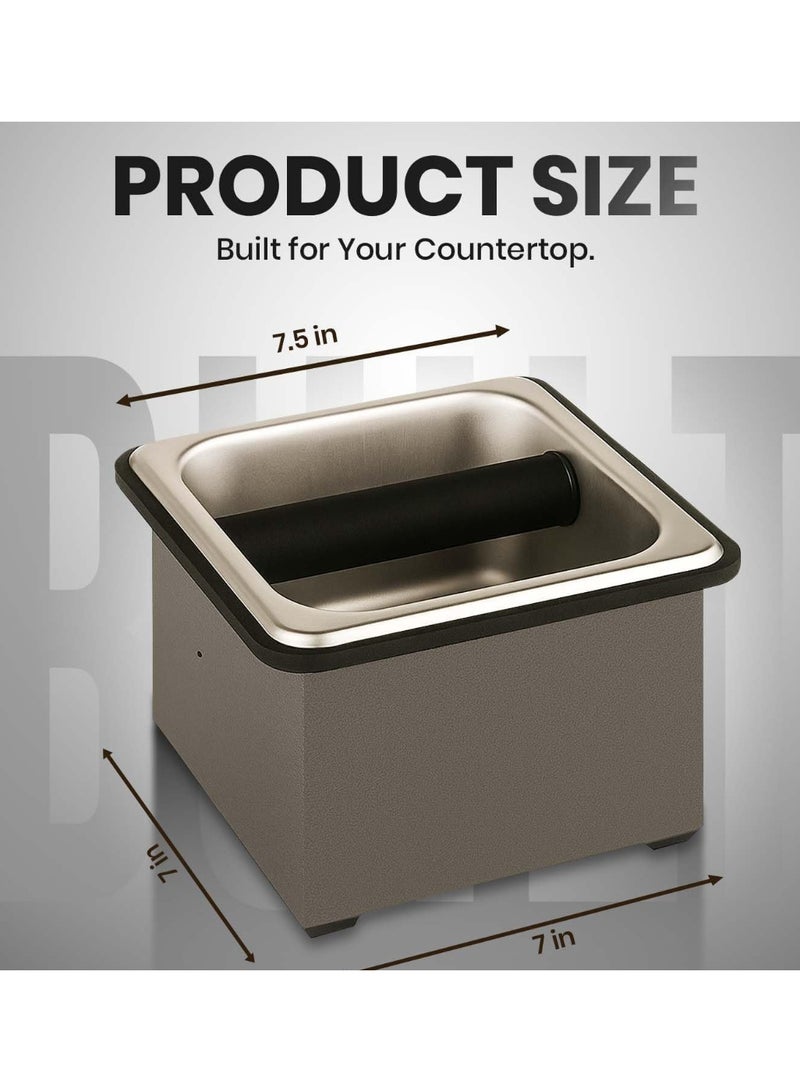 Rattleware Stainless Steel Knock Box (7.5" x 7" x 4") – Heavy-Duty Espresso Knock Box for Baristas – Knock Box Bar & Replacement Knock Box for Espresso Machine with Durable Protection - Image 3