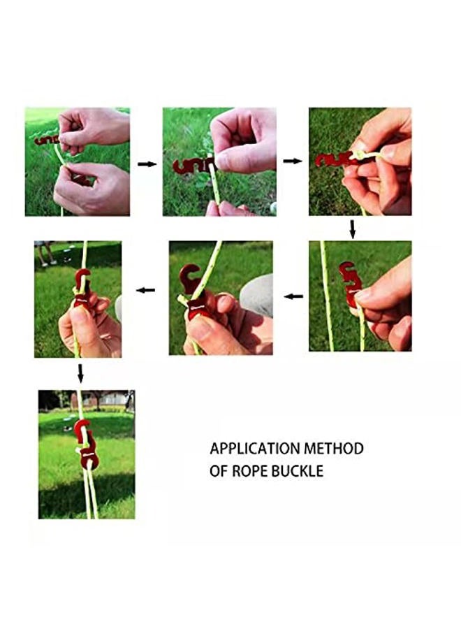 Flowden Tent Wind Ropes with Tensioners Cord Adjuster, 8pcs 13ft Reflective Rope for Camping, Hiking, Canopy Shelter, Outdoor Activity(RED) - Image 2