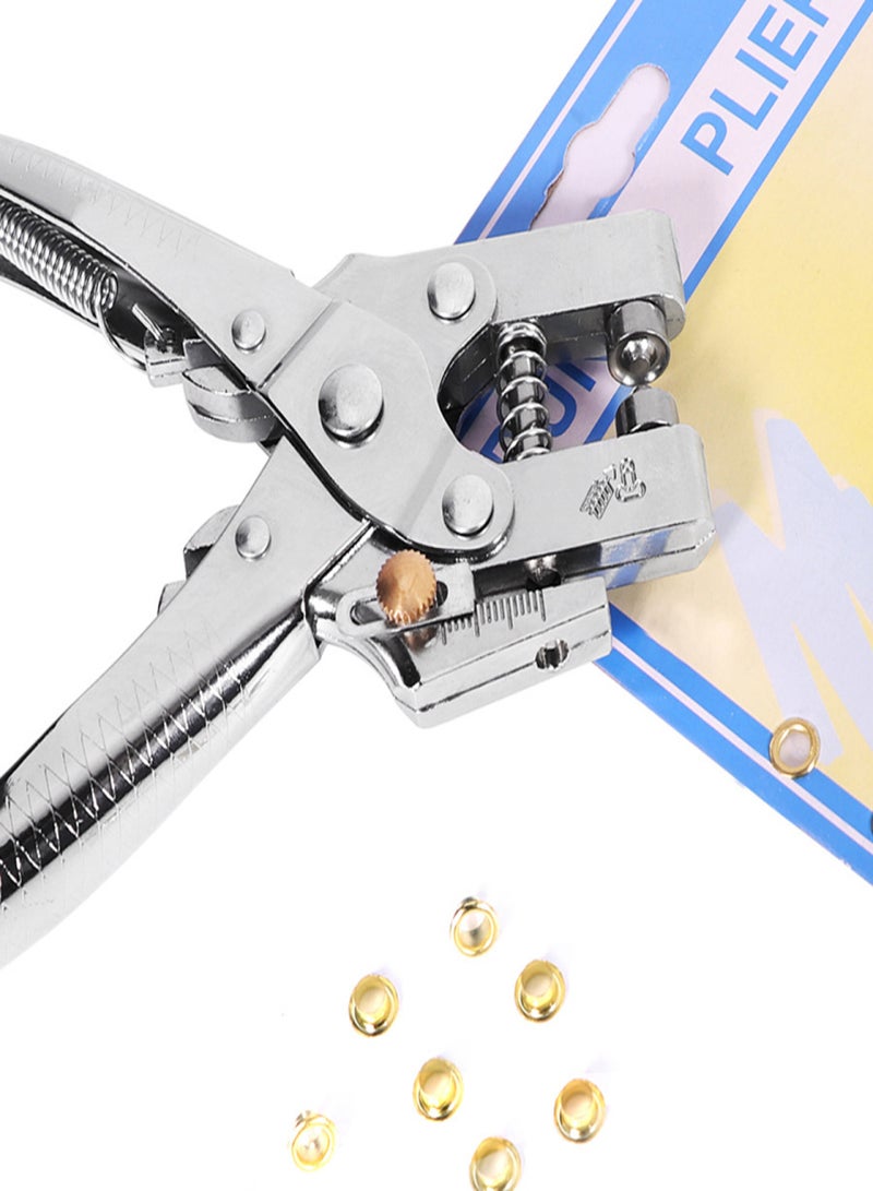 Eyelet Hole Punch Pliers Multi-function Hole Puncher with 100pcs Metal Eyelets Manual Puncher Press Tool Grommets Machine Grommet Eyelet Hole Opening Tool for Leather Clothes Belt  - Image 4