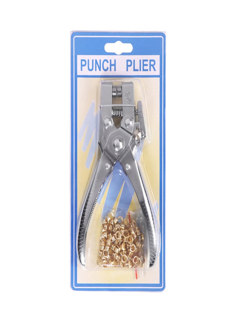 Eyelet Hole Punch Pliers Multi-function Hole Puncher with 100pcs Metal Eyelets Manual Puncher Press Tool Grommets Machine Grommet Eyelet Hole Opening Tool for Leather Clothes Belt  - Image 1