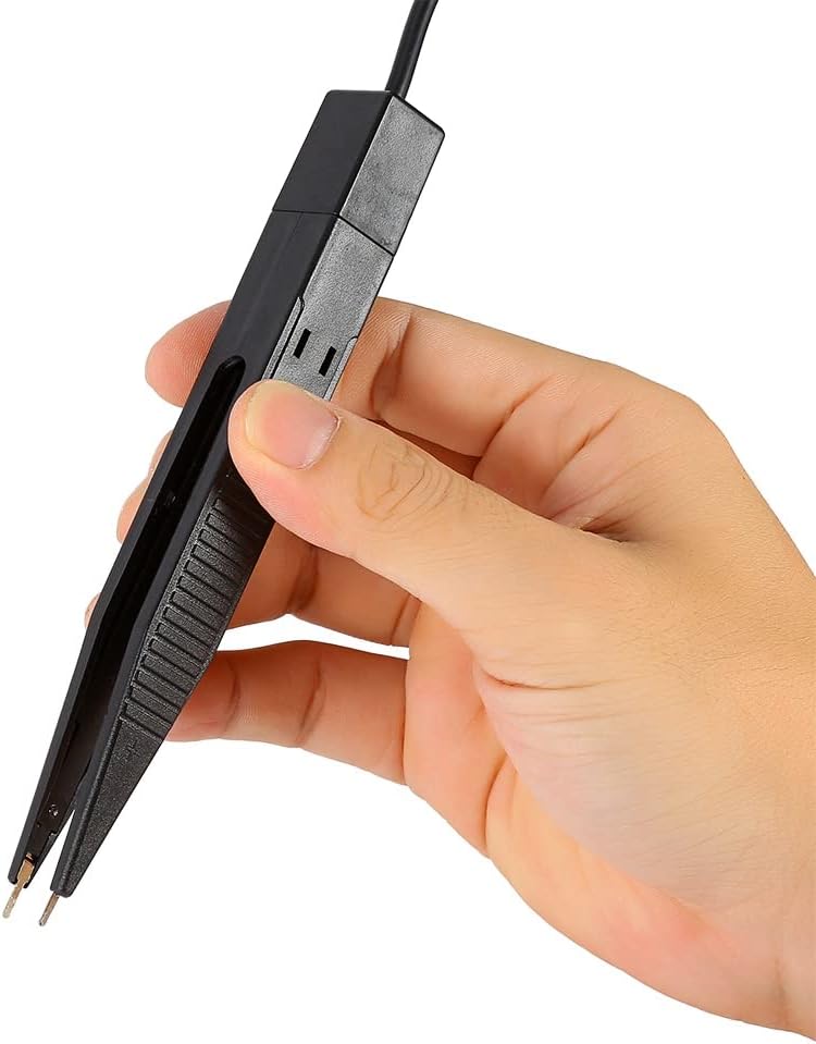 SMD Inductor Test Clip Tweezers, Meter Clip for Resistor Capacitor, 10mm Open Clip Distance - Shielded Cable, Protective Caps, Easy Electronic Testing - Image 3