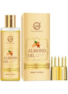 Nuerma Science Sweet Almond Oil 100 Ml (Rich In Vitamin E Oil For Healthy Skin Hair Nail Care Eyelashes Growth Beard Growth Antiageing Body Massage)  - Image 1