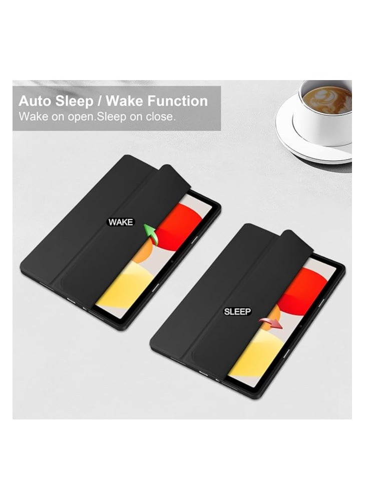 EVO Tablet Case for Xiaomi Redmi Pad SE, Slim Tri-Fold Cover with Pen Holder, Shockproof Cover with Clear Transparent Back Shell for Redmi Pad SE, Auto Wake/Sleep (Black, Xiaomi Redmi Pad SE),black  - Image 2