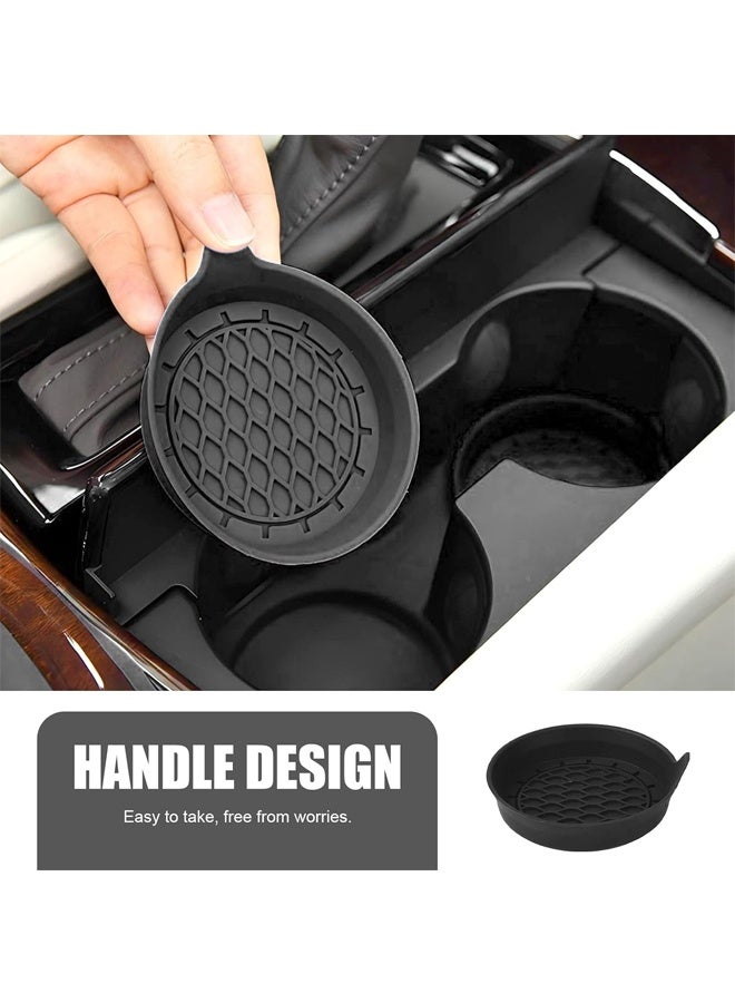 4-Pack Universal Cup Holder Coasters, Black Silicone Inserts - Keep Your Car Clean with Non-Slip & Spill-Proof Coasters for All Vehicles (Black) - Image 2