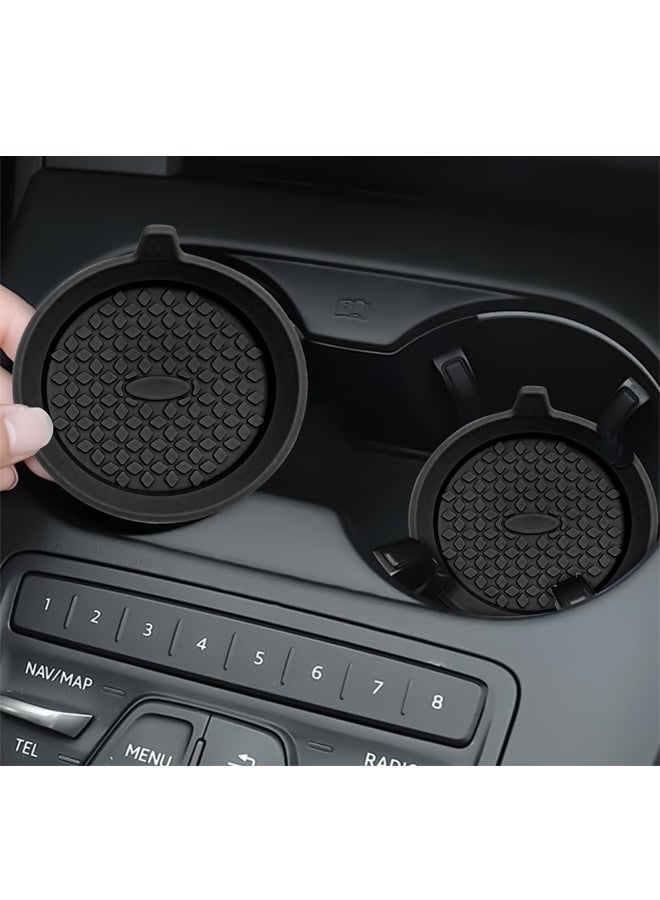 4-Pack Universal Cup Holder Coasters, Black Silicone Inserts - Keep Your Car Clean with Non-Slip & Spill-Proof Coasters for All Vehicles (Black) - Image 3