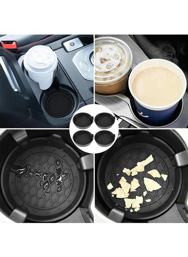 4-Pack Universal Cup Holder Coasters, Black Silicone Inserts - Keep Your Car Clean with Non-Slip & Spill-Proof Coasters for All Vehicles (Black) - Image 4