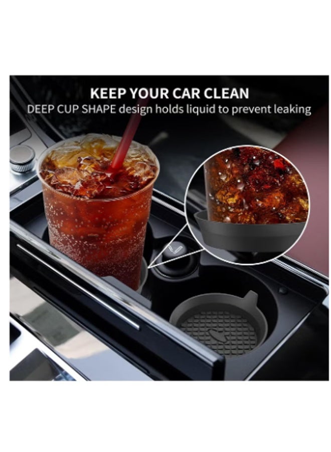 4-Pack Universal Cup Holder Coasters, Black Silicone Inserts - Keep Your Car Clean with Non-Slip & Spill-Proof Coasters for All Vehicles (Black) - Image 5