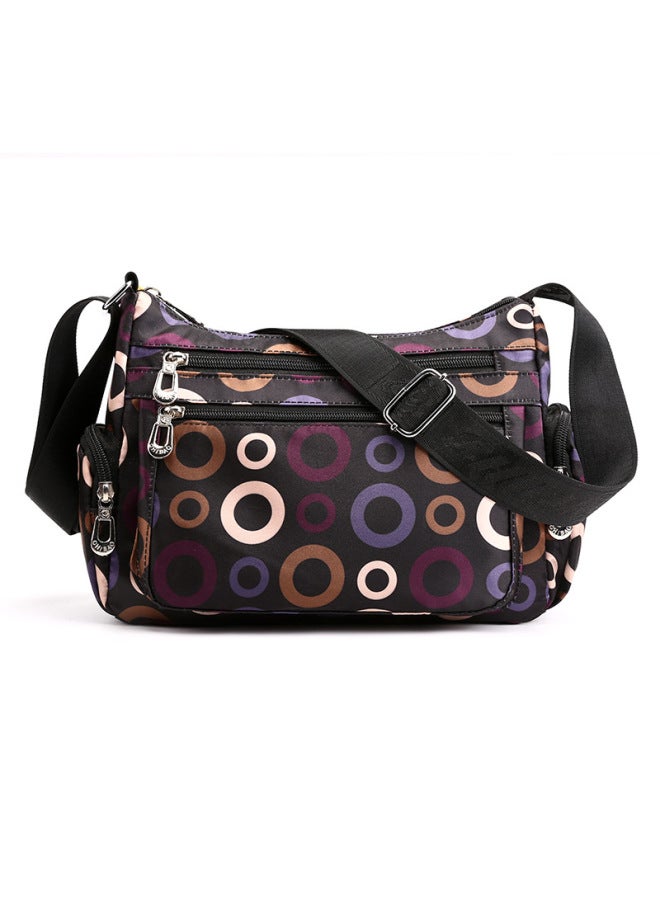 Women's Fabric Bag Casual Shoulder Bag Multi-compartment Florable Cloth Bag Nylon OxFord Cloth Crossbody Bag Middle-aged And Elderly Small Bag-Color:Color Circle  - Image 1