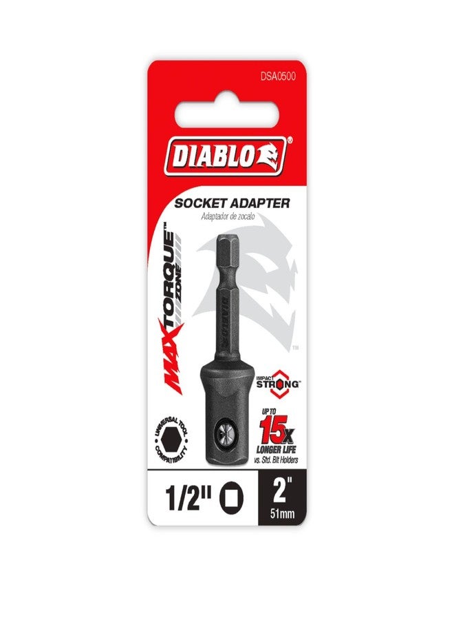 Diablo Square Socket Adapter for Drill and Impact Drivers - Ideal for Standard and Deep Well Sockets, 2" Length, 1/4" Hex to 1/2" Square Adapter Size - DSA0500 - Image 2