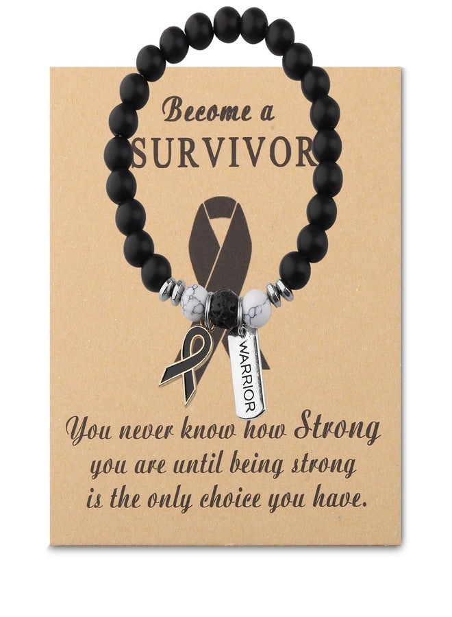 Gzrlyf Melanoma Cancer Bracelet Skin Cancer Awareness Bracelet Survivor Support Jewelry Black Ribbon Gift (black Ribbonbracelet) - Image 1