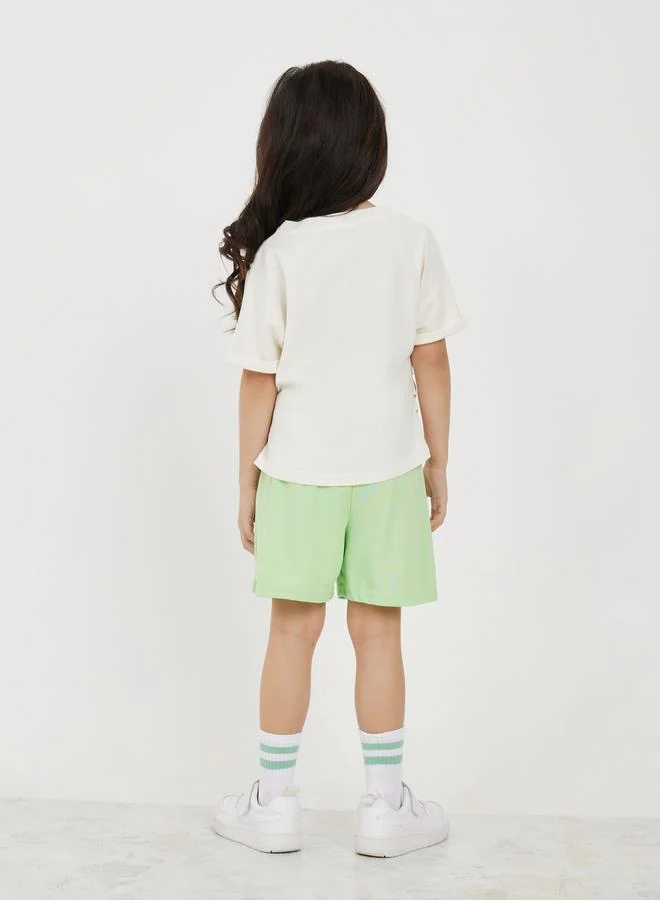 Styli Converged Fold Sticker Patch T-Shirt & Short Set