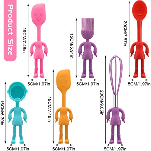 Raiten Human Shaped Kitchen Utensils Set 6 Piece Non Stick Heat Resistant Baking Tools Kitchen Gadgets Silicone Cute Utensils with Comfortable Grip Handle, Dishwasher Easy Clean and Stand up Kitchenware - Image 2