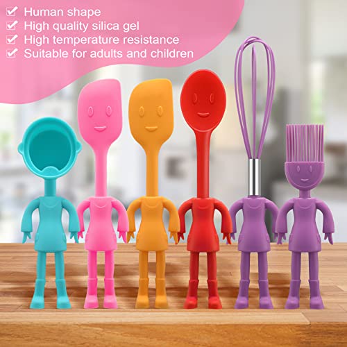 Raiten Human Shaped Kitchen Utensils Set 6 Piece Non Stick Heat Resistant Baking Tools Kitchen Gadgets Silicone Cute Utensils with Comfortable Grip Handle, Dishwasher Easy Clean and Stand up Kitchenware - Image 4