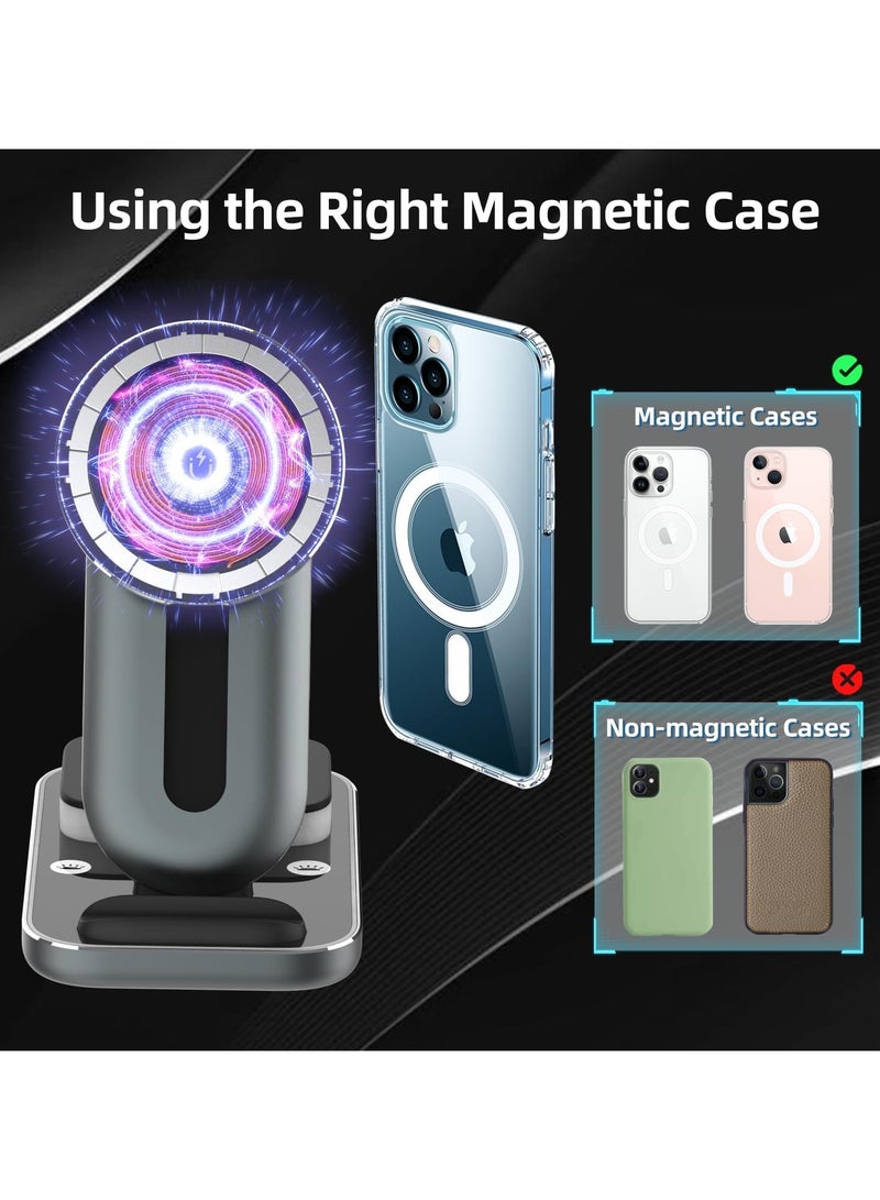 15W Wireless Charging Station 3 in 1 Fast Mag-Safe Charger Stand With Adapter For iPhone And Samsung Galaxy  - Image 2