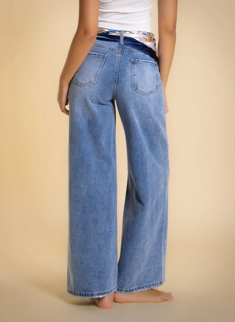 SHAPES Blue WIDE LEG HIGH-WAIST JEANS for Women | Best Price UAE