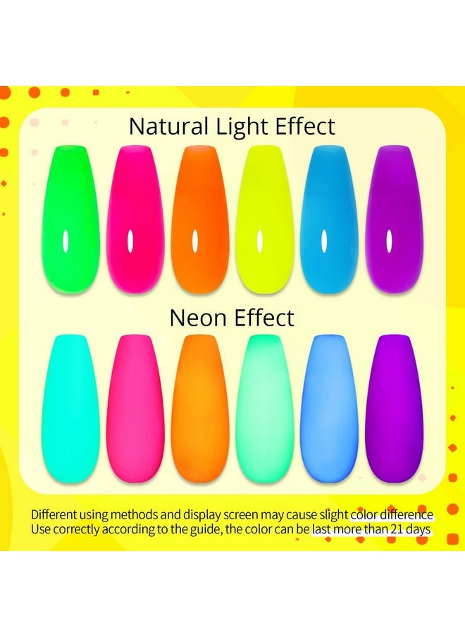 UR SUGAR Neon Poly Extension Gel Nail Polish Set 6 Colors Hot Pink Neon Green Yellow Orange Bright Colors Spring Summer Poly Nail Gel Polish Kit Long Lasting Soak Off Gel Polish Gift Box For Women  - Image 4
