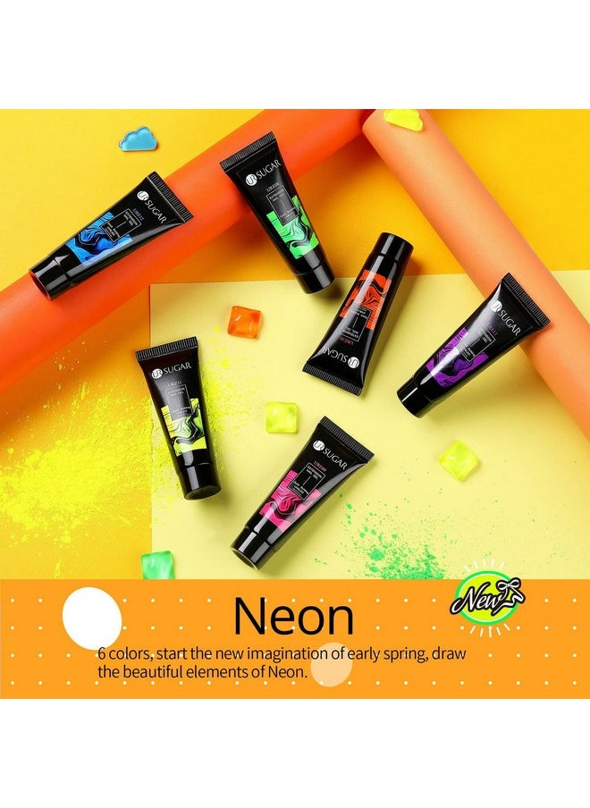 UR SUGAR Neon Poly Extension Gel Nail Polish Set 6 Colors Hot Pink Neon Green Yellow Orange Bright Colors Spring Summer Poly Nail Gel Polish Kit Long Lasting Soak Off Gel Polish Gift Box For Women  - Image 5