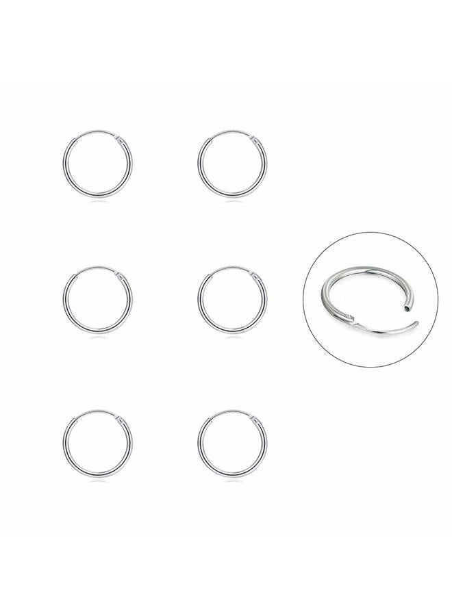 EPIRORA Silver Hoop Earrings- Cartilage Endless Small Hoop Earrings Set for Women Men, 3 Pairs of Hypoallergenic 925 Sterling Silver Tragus Earrings Nose Lip Rings (3 Pairs(8mm*3)) - Image 1