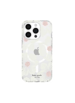 Kate Spade Clear Floral Case Compatible with iPhone 15 Pro 2023 6.1" - 10Ft Drop Protection Cover, Made from Recycled Materials, Magsafe Wireless Charging Compatible - Hollyhock Cream  - Image 2